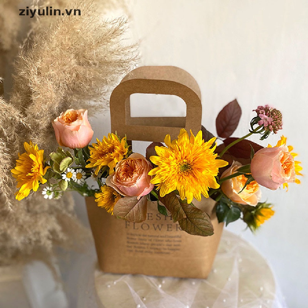 Túi giấy kraft đựng hoa làm quà tặng tiện dụng nhiều màu tùy chọn