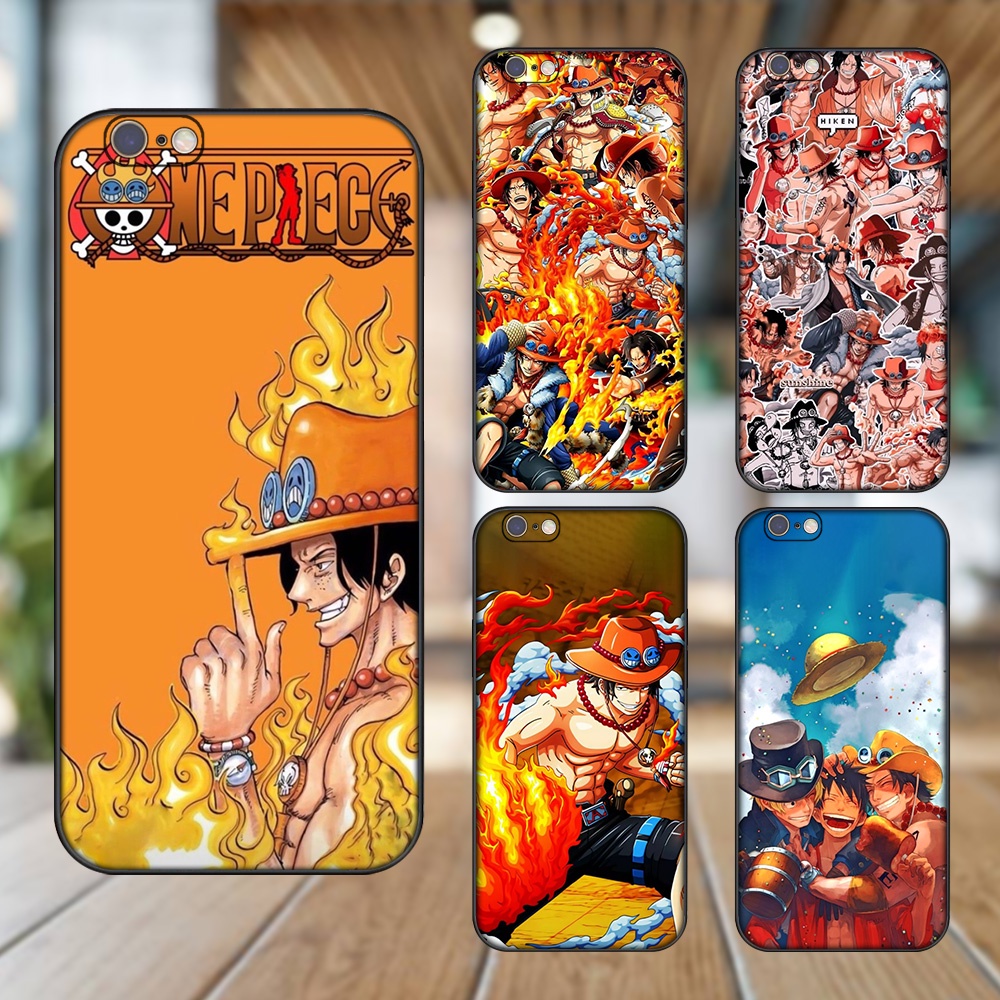 Ốp lưng iPhone 6, 6s dẻo đen cạnh vuông in hình Ace One Piece