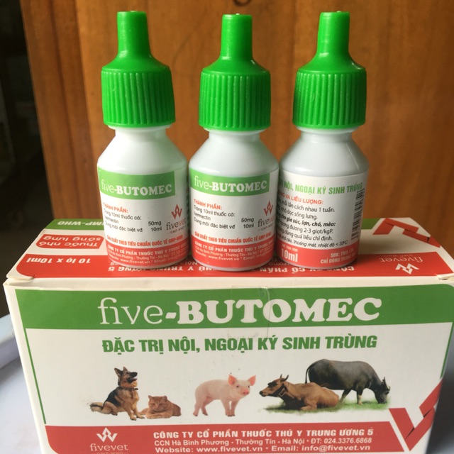 Butomec- thuốc bôi sống lưng- Đặc trị nội ngoại kí sinh trùng trên chó mèo, trâu bò,dê cừu