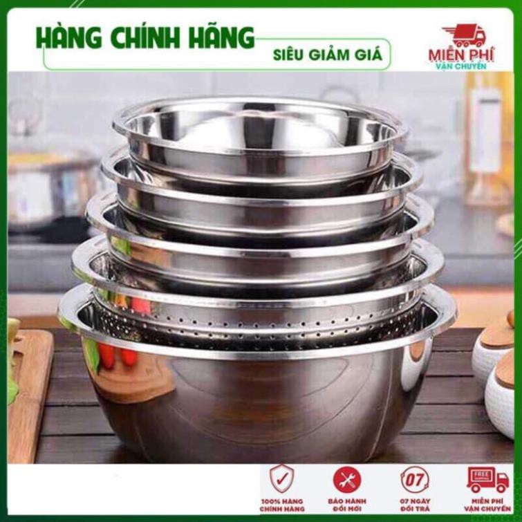 Bộ Thau Inox 5 Món [Rổ Inox] Đồ Gia Dụng