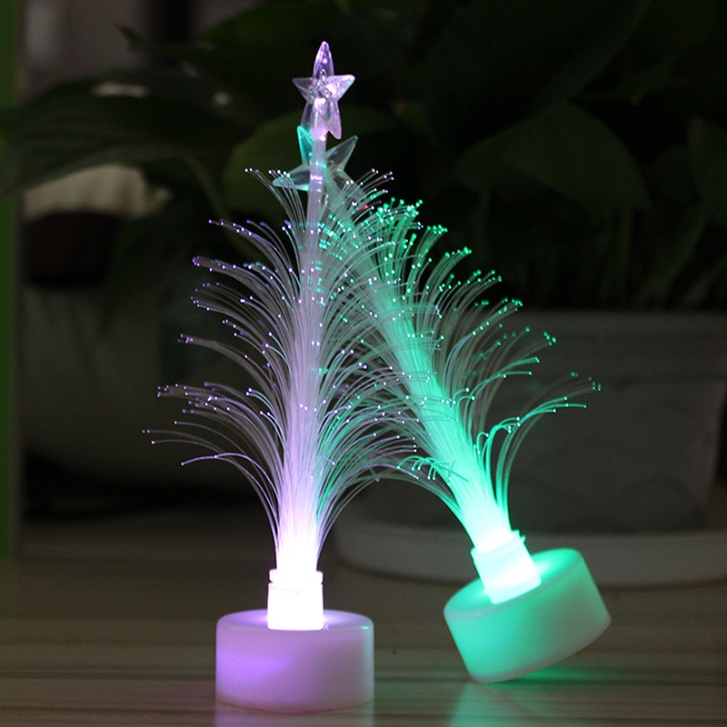 Đèn LED sợi quang hình cây thông Noel phát sáng 7 màu cao 13cm