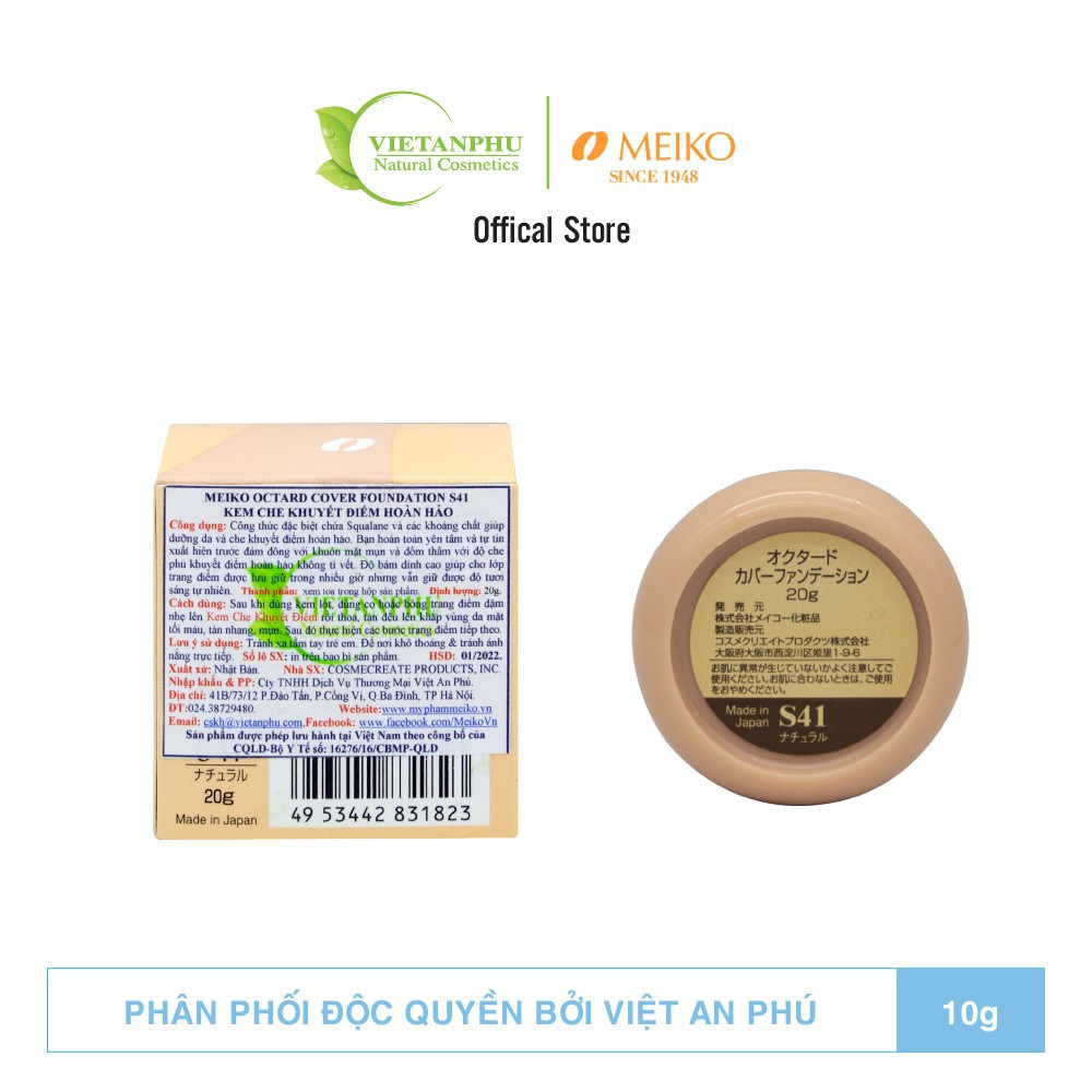 Kem nền che khuyết điểm chuyên nghiệp MEIKO Nhật Bản 10g OCTARD COVER FOUNDATION | BigBuy360 - bigbuy360.vn