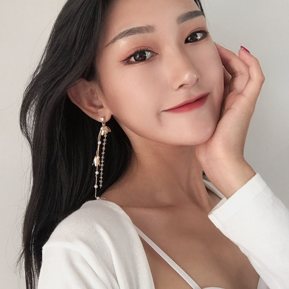 Khuyên Tai Kim Loại Dáng Dài S925 Thời Trang Cho Nữ