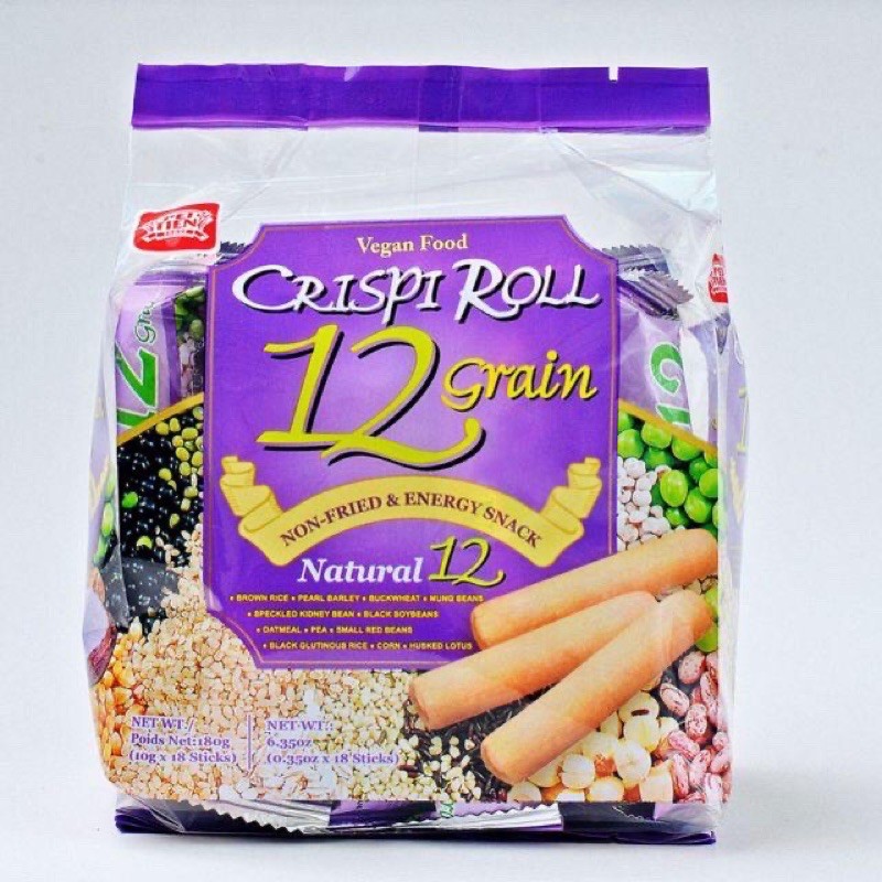 BÁNH 12 LOẠI NGŨ CỐC CRISPI ROLL PEITIEN 180g - BÁNH 12 loại đậu ( ăn vặt)