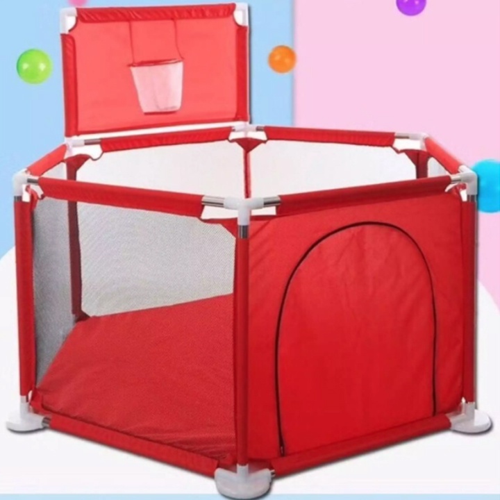 Quây Bóng Cho Bé Khung Inox Hình Lục Giác - Quây Cũi Nhà Bóng Cho Bé Có Ném Bóng Rổ - Hàng nhập khẩu