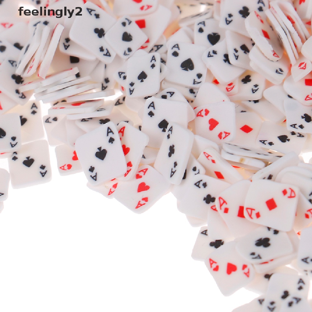 Túi 450-500 hạt đất sét polymer thiết kế hình lá bài poker 3d trang trí móng nghệ thuật 10g
