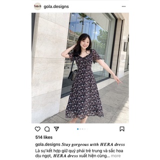 Đầm hoa gola size m new full tag freeship
