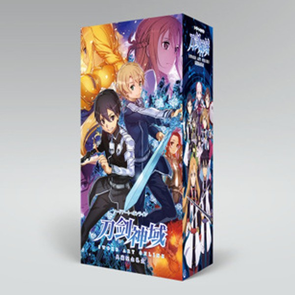 (150) Hộp quà tặng anime Sword art online chữ nhật đứng có bình nước, ảnh dán, vòng tay, ảnh thẻ, postcard anime chibi