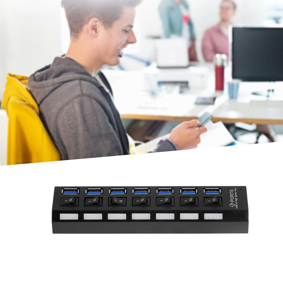 (orb) Hub 7 Cổng Usb 3.0 Hub Với Công Tắc On / Off + Dây Cáp