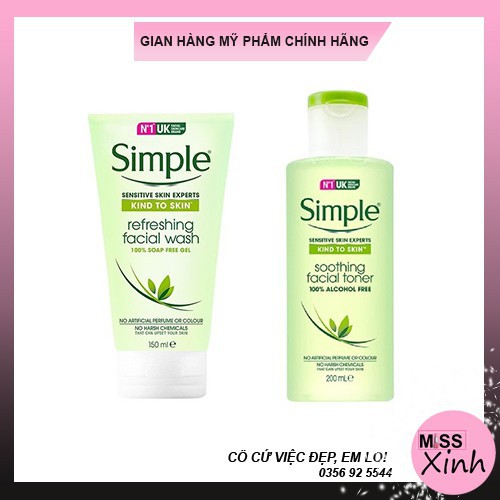 Combo làm sạch siêu lành tính Simple Sữa rửa mặt + Toner nước hoa hồng | BigBuy360 - bigbuy360.vn