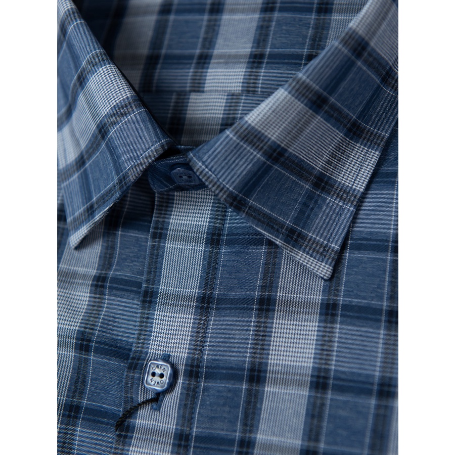 Áo Sơ Mi Nam Dài Tay OWEN AR220838DT Somi Công Sở Vải Sợi Tre Cao Cấp Kẻ caro navy trắng Dáng Regular Fit Tà Lượn Có Túi