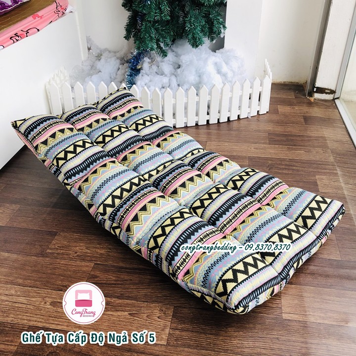 Ghế Bệt Tựa Lưng Tatami kiểu nhật Vải Thổ Cẩm điều chỉnh 5 cấp độ, Chịu trọng lượng 180kg hàng đẹp