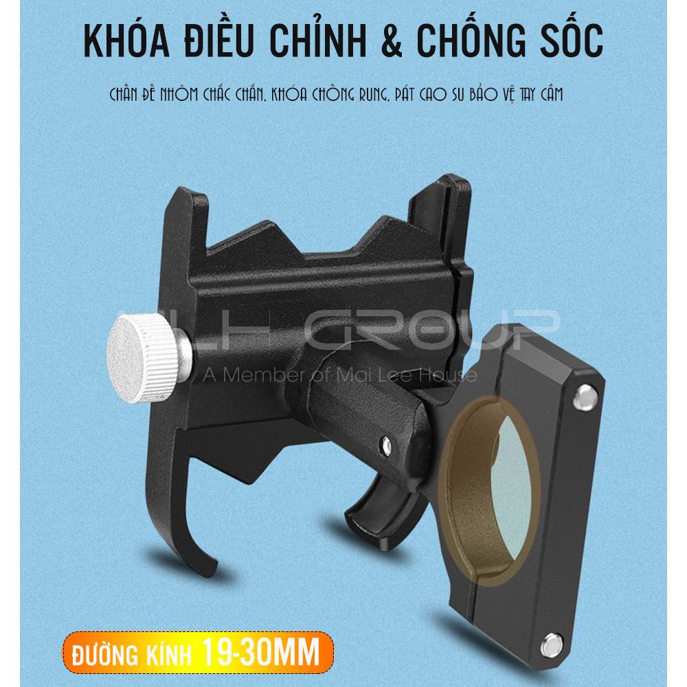 Giá Kẹp Đỡ Điện Thoại Cho Xe Đạp Khung Hợp Kim Nhôm Cao Cấp Chống Rung, Chống Cướp Giật MLH