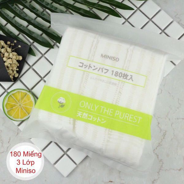 Bông Tẩy Trang MINISO Nhật Bản Mềm Mịn Loại Túi 180M | BigBuy360 - bigbuy360.vn
