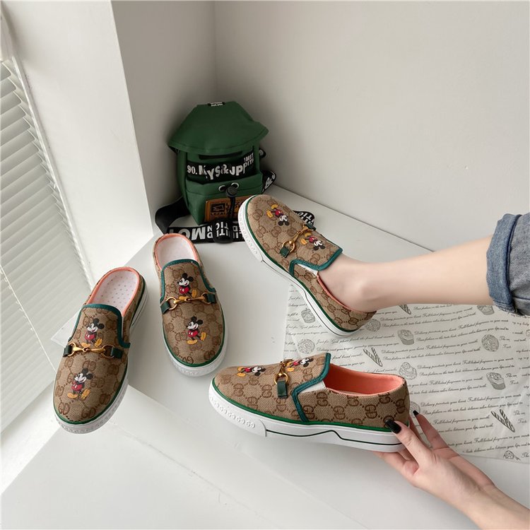 Fashionable Ulzzang Cartoon Printed Casual Lazy Shoes Slip-on Loafer Women Shoes