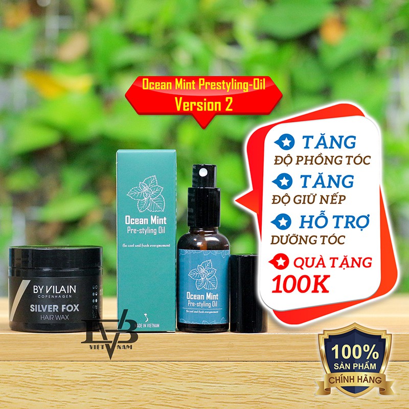 [CHÍNH HÃNG NĂM 2020] Sáp By Vilain Silver Fox 65ml nhập khẩu 100% Đan Mạch + Tặng Pre Styling Oil Ocean Mint 30ml V2