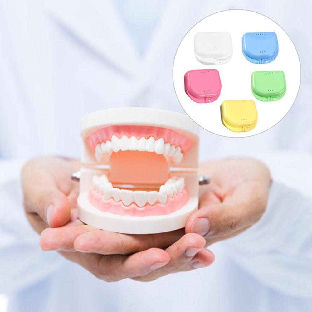 Hộp Đựng Răng Giả Có Gương Soi Làm Sạch Răng Giả Cho Du Lịch Ngoài Trời Ốp
