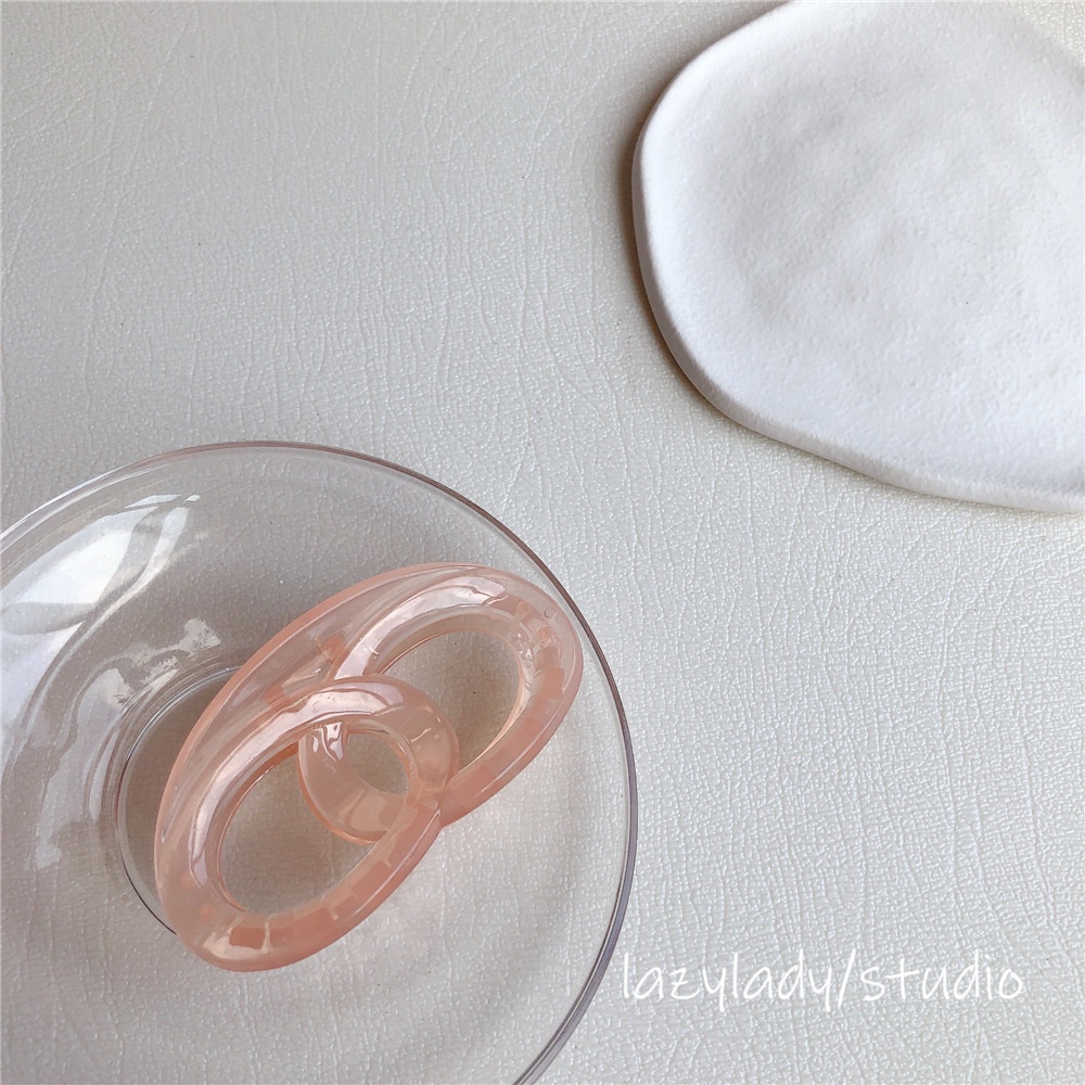 Kẹp Tóc Hai Vòng Tròn Màu Xanh Lá Cây Mù Tạt Phong Cách Hàn Quốc Thanh Lịch