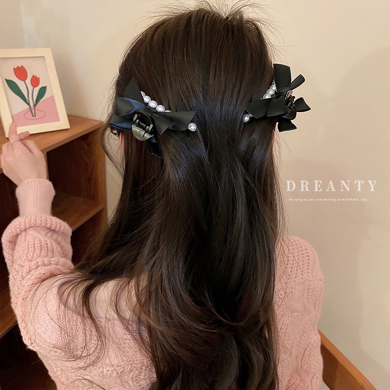 Kẹp Tóc Hình Nơ Đính Ngọc Trai Thời Trang Hàn Quốc