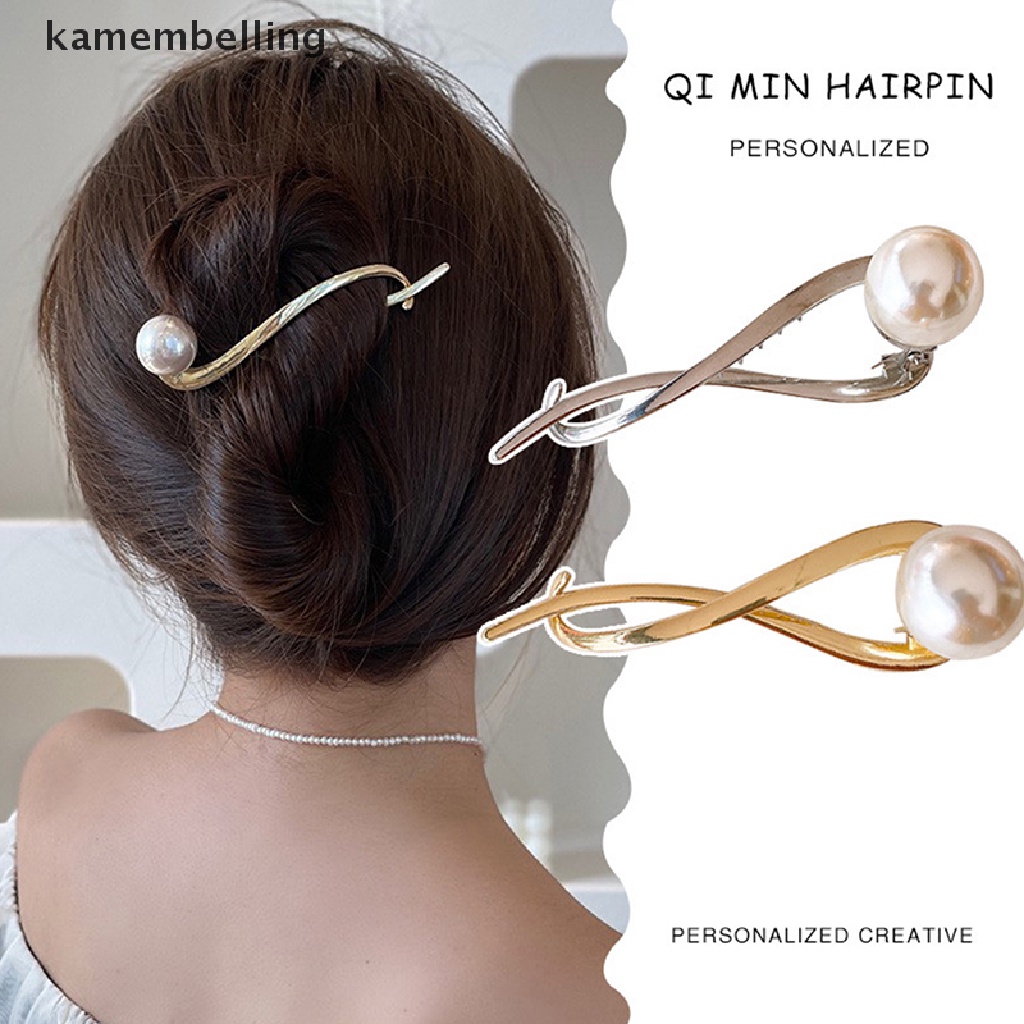Kẹp Tóc Ngọc Trai Một Chữ Cái Kẹp Tóc Đuôi Ếch Hình Học Đơn Giản Cho Nữ