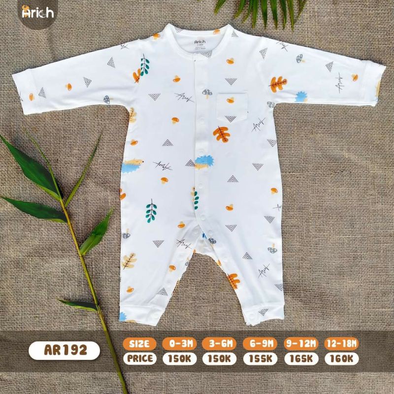 Bộ body dài tay cho bé vải sợi tre/ Jumpsuit bé trai , bé gái 0 - 12 M