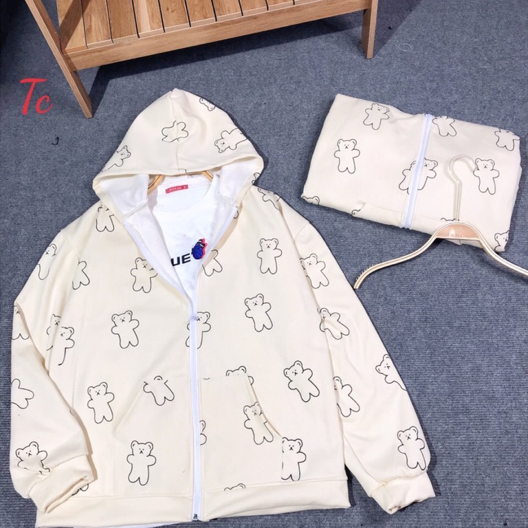 Áo Khoác Hoodie ZIp In Hình Thú Ngộ Nghĩnh Unisex Nam Nữ Form Rộng Ulzzang | BigBuy360 - bigbuy360.vn