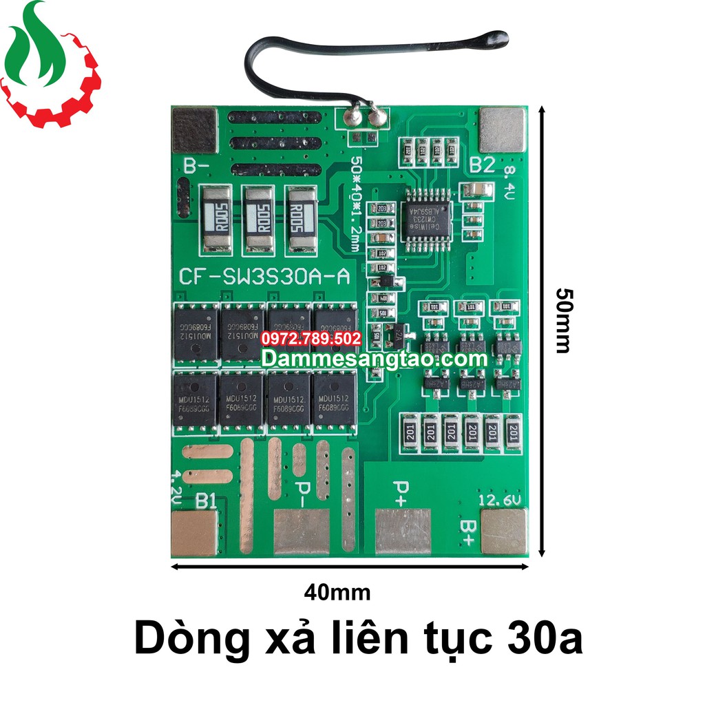 DMST Mạch 3S 12V 30A BW cảm biến nhiệt bảo vệ pin Li-ion 3.7V