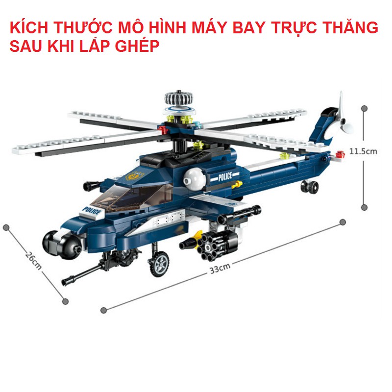 Bộ ghép hình Jie Star mô hình trực thăng 8 trong 1 đồ chơi lắp ghép trẻ em