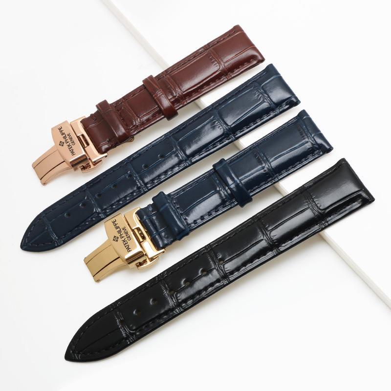 Dây Đeo Đồng Hồ Bằng Da Bò Thật 20mm 22mm Có Logo Dành Cho Patek Philippe