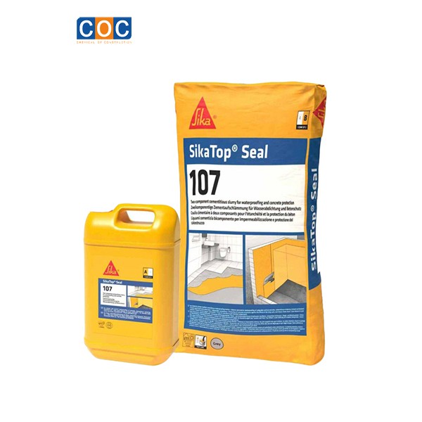 ✅Vữa chống thấm ban công tầng hầm ✅ Sika topseal 107 bộ 25kg 2 thành phần