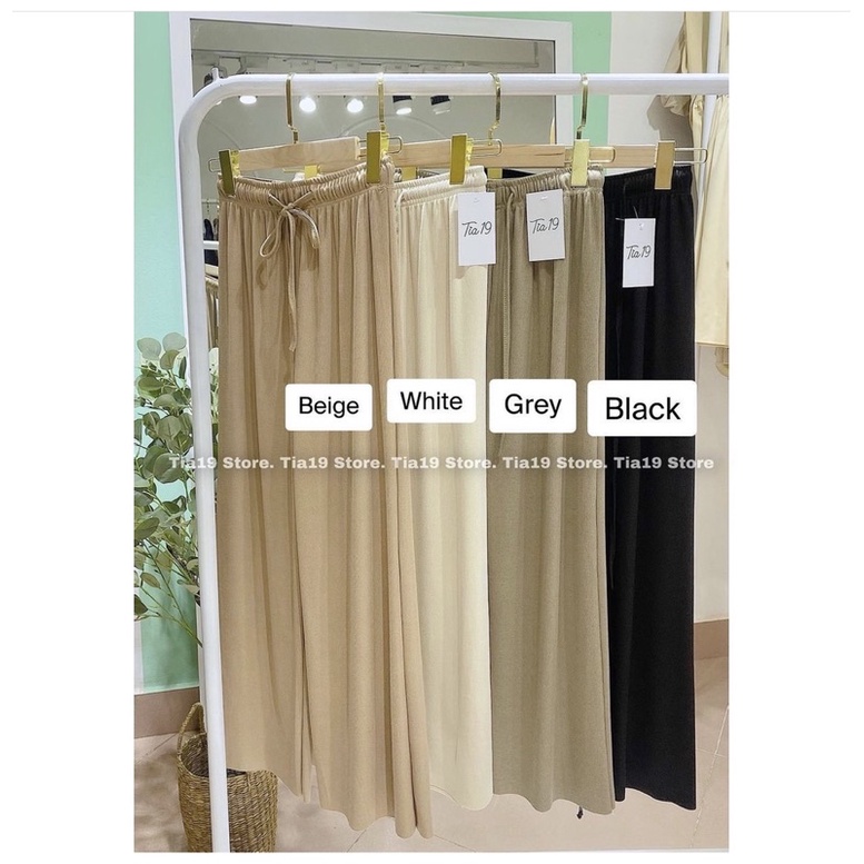 Quần culottes tăm Tia19 . Quần ống rộng lưng chun hack dáng