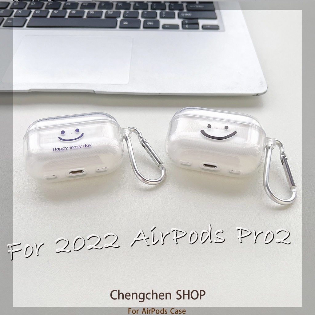 Vỏ Bảo Vệ Hộp Sạc Tai Nghe AirPods Pro2 Trong Suốt Hình Mặt Cười 2022