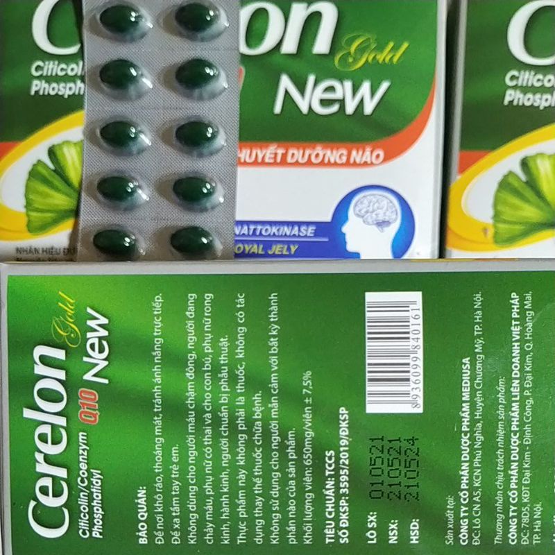 Hoạt huyết dưỡng não Cerelon Q10 Gold bổ não trợ tim tăng cường trí nhớ