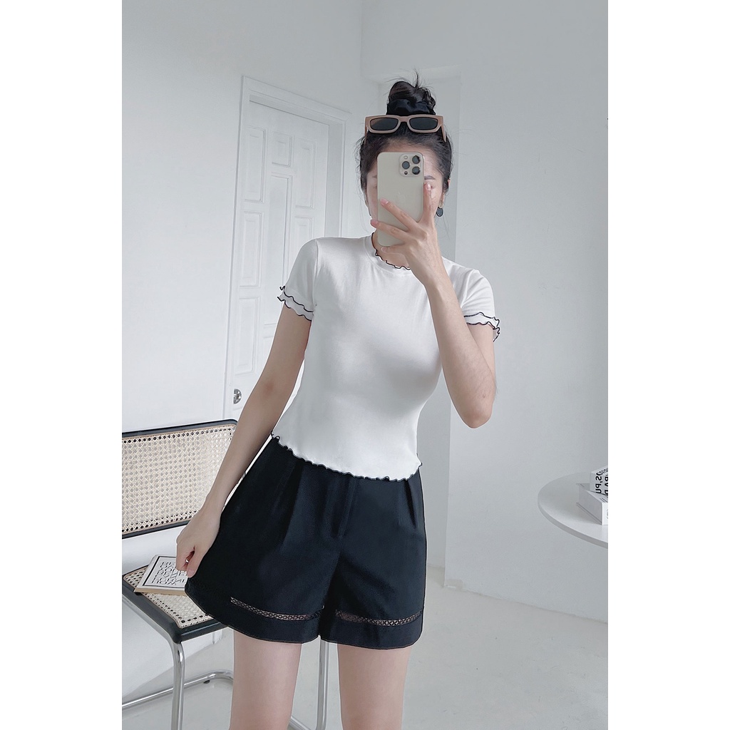 Áo Thun VIEN TRAN Ngắn Tay Bèo Gấu V61S22H003