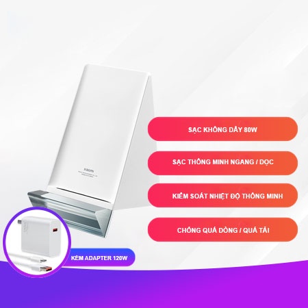 Combo đế sạc không dây 80W Xiaomi MDY-13-ED chuẩn Qi