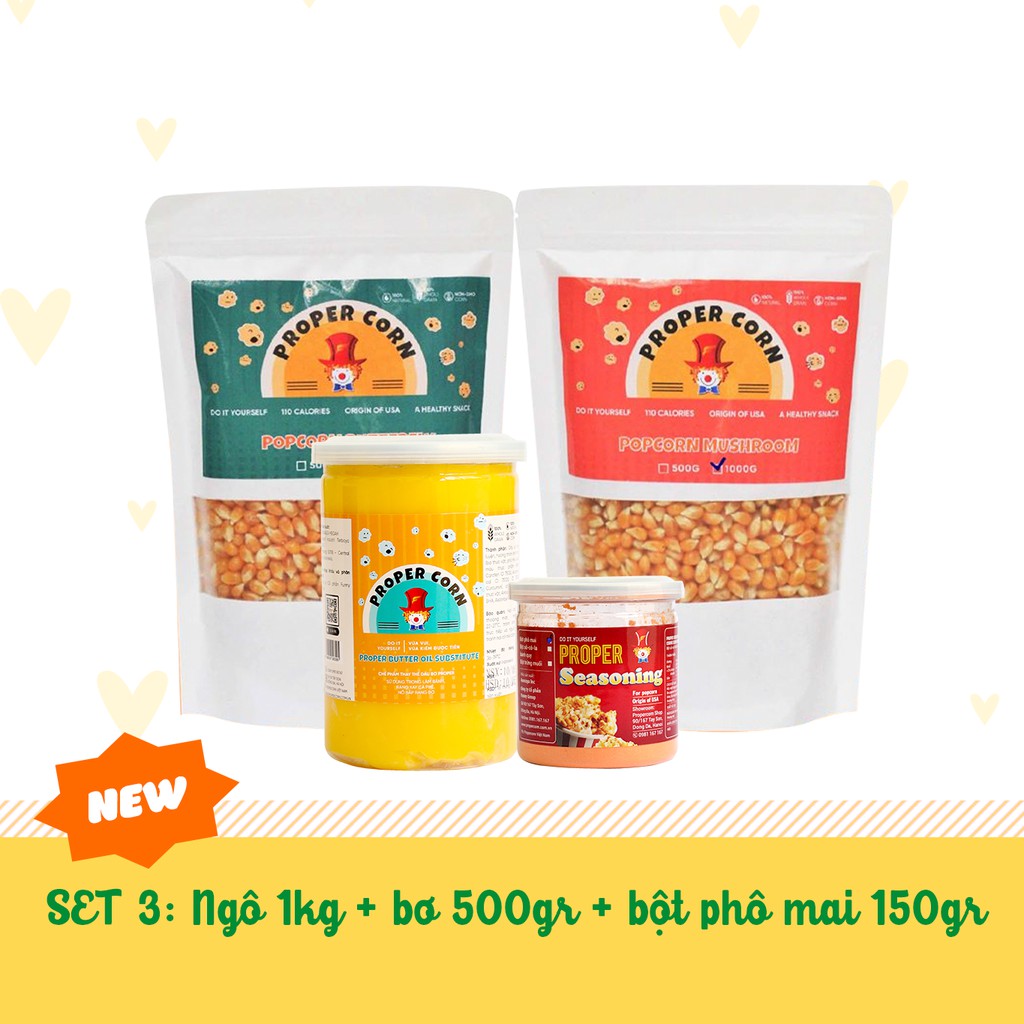  1Kg Ngô Mỹ, 500Gr Bơ & 150Gr Bột Phomai làm bắp rang bơ tại nhà | BigBuy360 - bigbuy360.vn