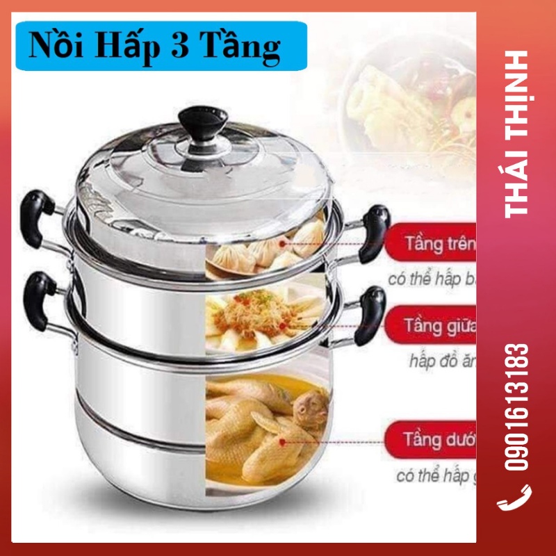 Nồi hấp 3 TẦNG inox 304 đa chức năng hấp bao xôi đồ ăn