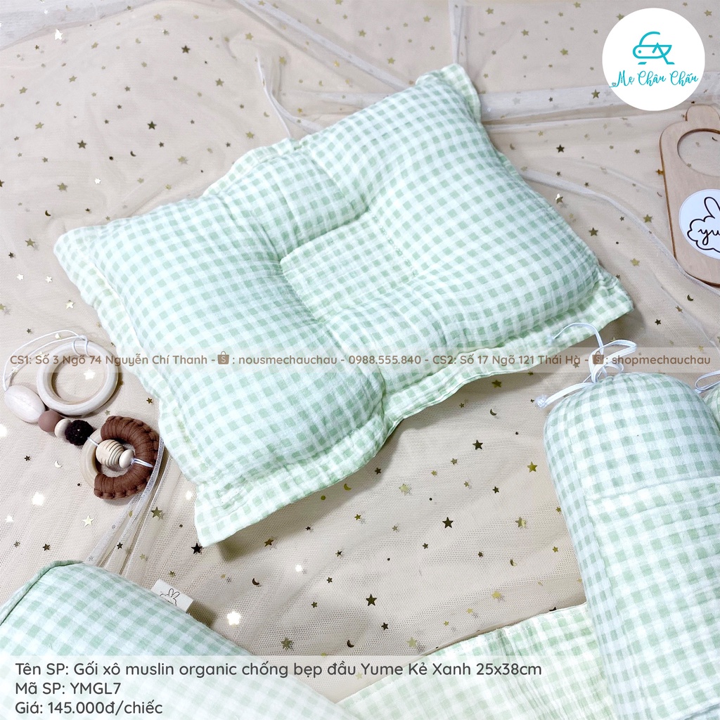 [FULL] Gối Xô Muslin Organic Chống Bẹp Đầu Yume Kích Thước 25*38cm ( Hàng Cao Cấp)