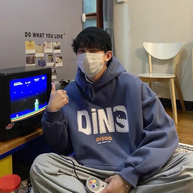 Áo hoodie unisex nỉ bông chữ Dino dành cho nam và nữ