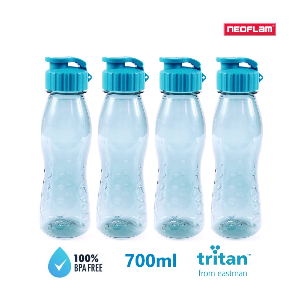 [Hàng chính hãng] Combo 4 bình đựng nước bằng nhựa Tritan - Fliptop Neoflam - 700ml, 100% BPA Free, dùng được nước sôi.