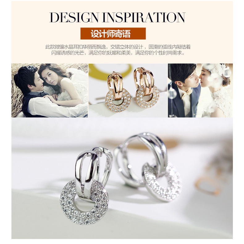 Đôi Khuyên Tai Tròn Nhỏ Đính Đá Thời Trang Cho Nữ