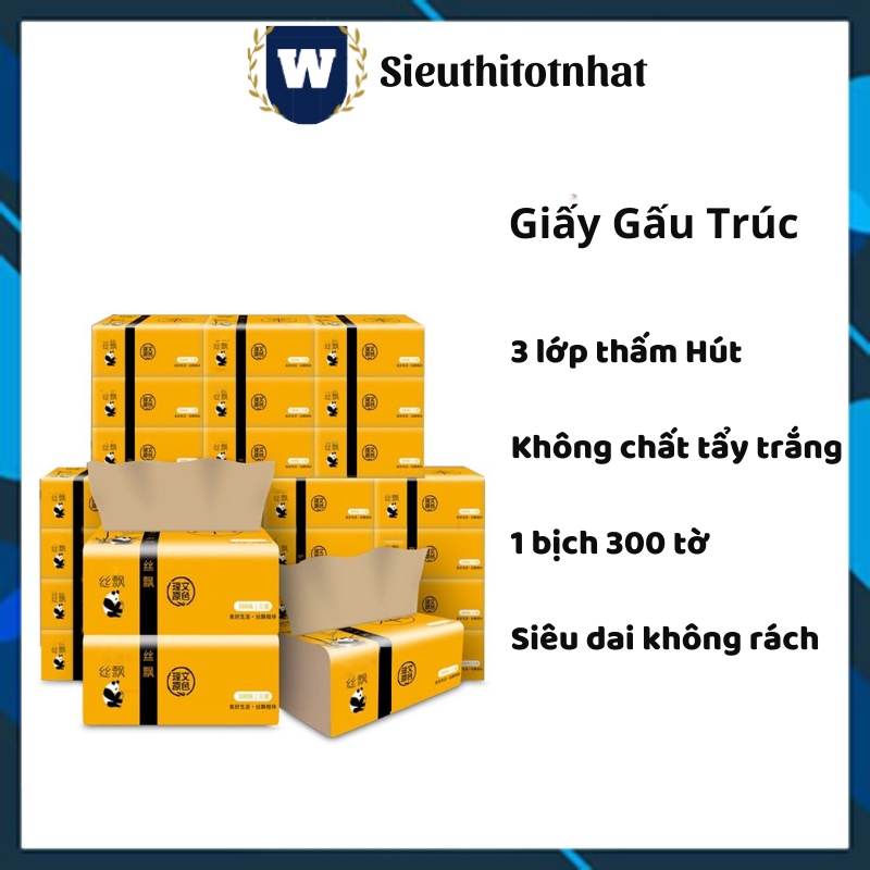 1 Thùng Giấy Ăn Gấu Trúc, Giấy Ăn Dai Mịn, Thùng 30 Gói - 1 Gói 300 Tờ