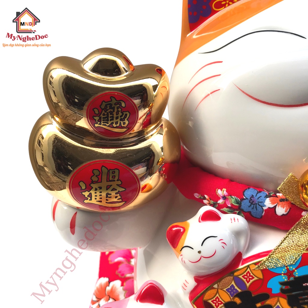 Mèo thần tài đại cát đại lợi cao 26cm, mèo thần tài vẫy tay kinh doanh