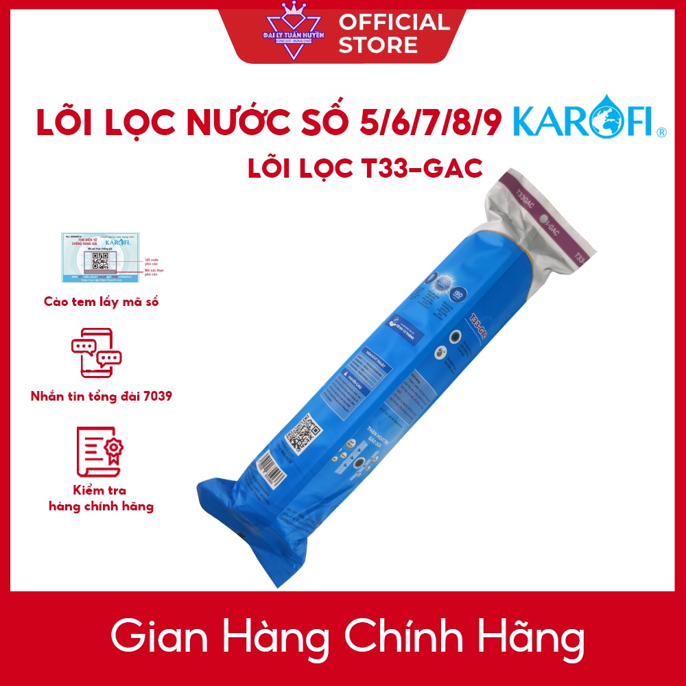 Lõi lọc nước T33-GAC Karofi - Lõi khoáng chức năng số 5/6/78/9 dùng cho máy lọc nước RO