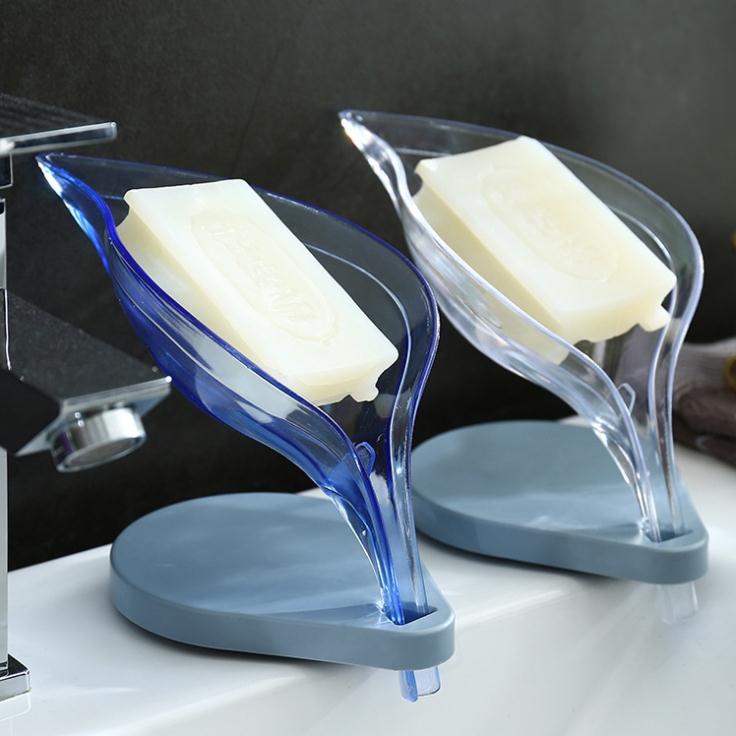 Khay để bánh xà phòng, giẻ rửa bát hình lá đế hút chân không siêu xinh, tiện lợi, có lỗ thoát nước