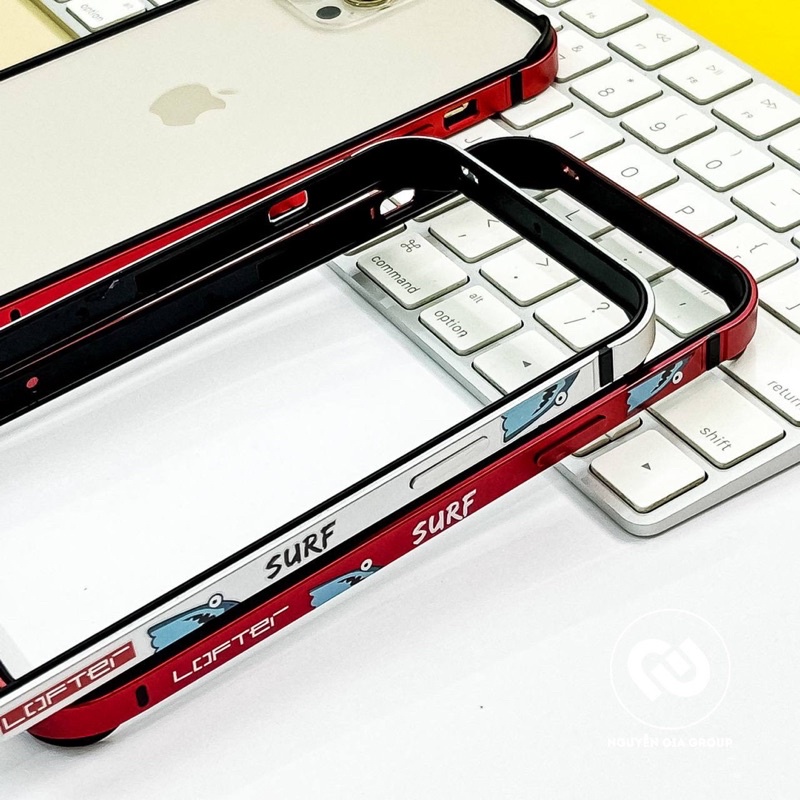 Bumper viền Lofter silver cao cấp (tặng cường lực hãng) cho iP 13 Pro Max/13 Pro/ iP 13