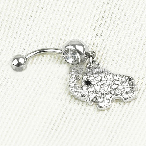 Khuyên rốn gắn phụ kiện hình voi đính đá cá tính cho nữ