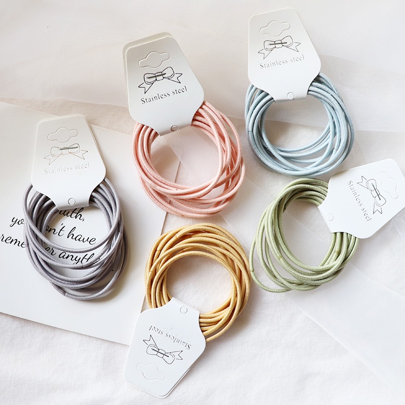 Set 10 Dây Buộc Tóc Co Giãn Nhiều Màu Sắc Tiện Dụng Cho Nữ