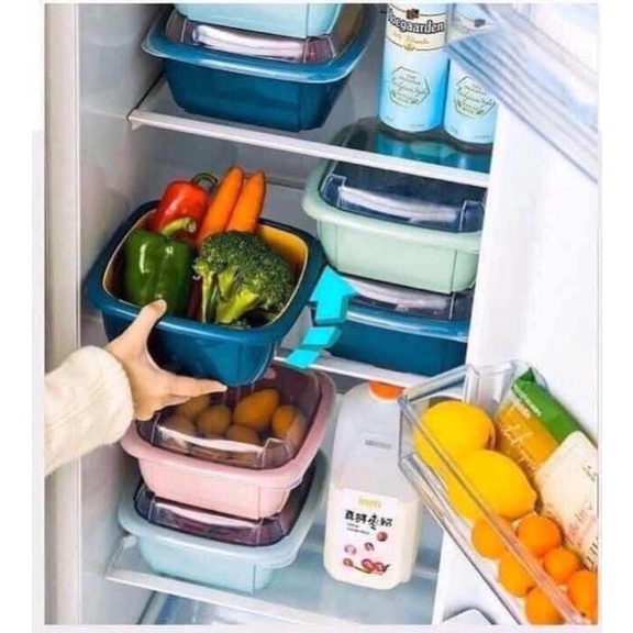 Rổ Vuông Kèm Chậu Có Nắp Đậy Tiện Lợi