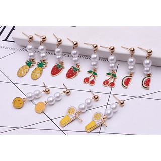 khuyên tai, bông tai, hoa tai nữ - khuyên tai hình hoa quả phối ngọc trai